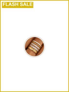 Gold Stackable Rings Set Cubic Zirconia Engagement Wedding Bands